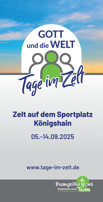 Flyer "Gott und die Welt – Tage im Zelt" 5. bis 14. September 2025