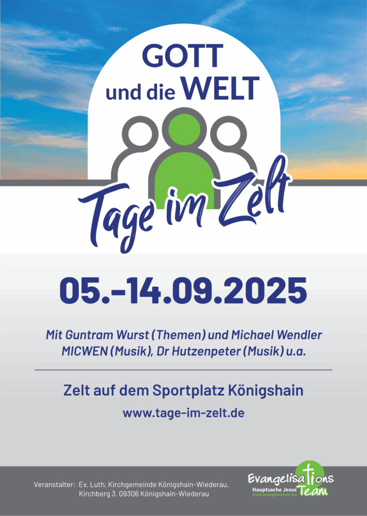 Plakat "Gott und die Welt – Tage im Zelt" 5. bis 14. September 2025